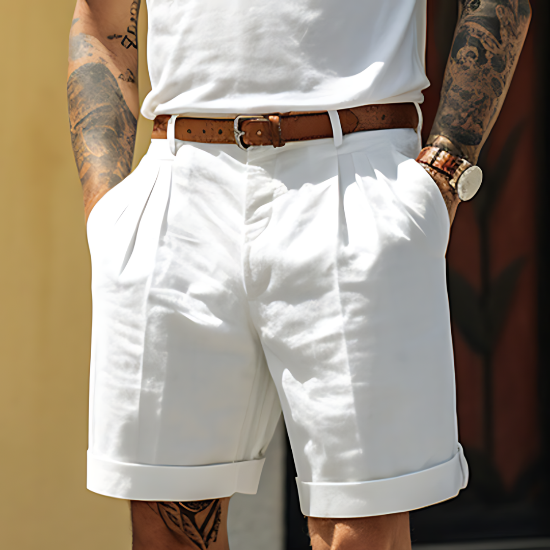Men's Summer Linen Cotton Tailored Chino Shorts