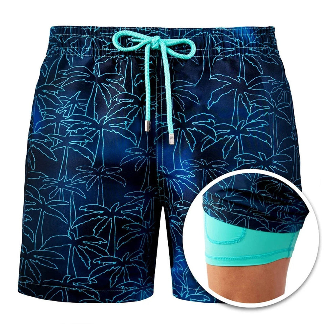 Swim Shorts for Men Quick Dry Double Layer Summer Beach Trunks