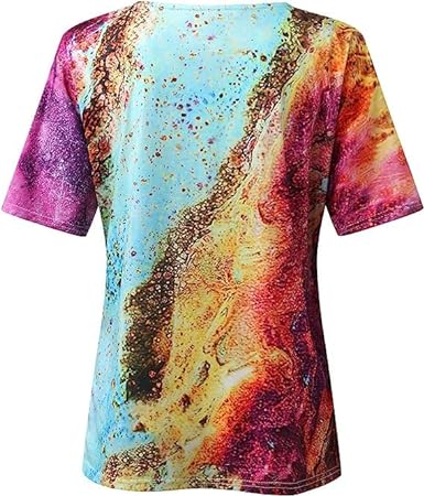 Women's T-Shirt Summer Fashion Breathable Boho Print Casual V-Neck Tee