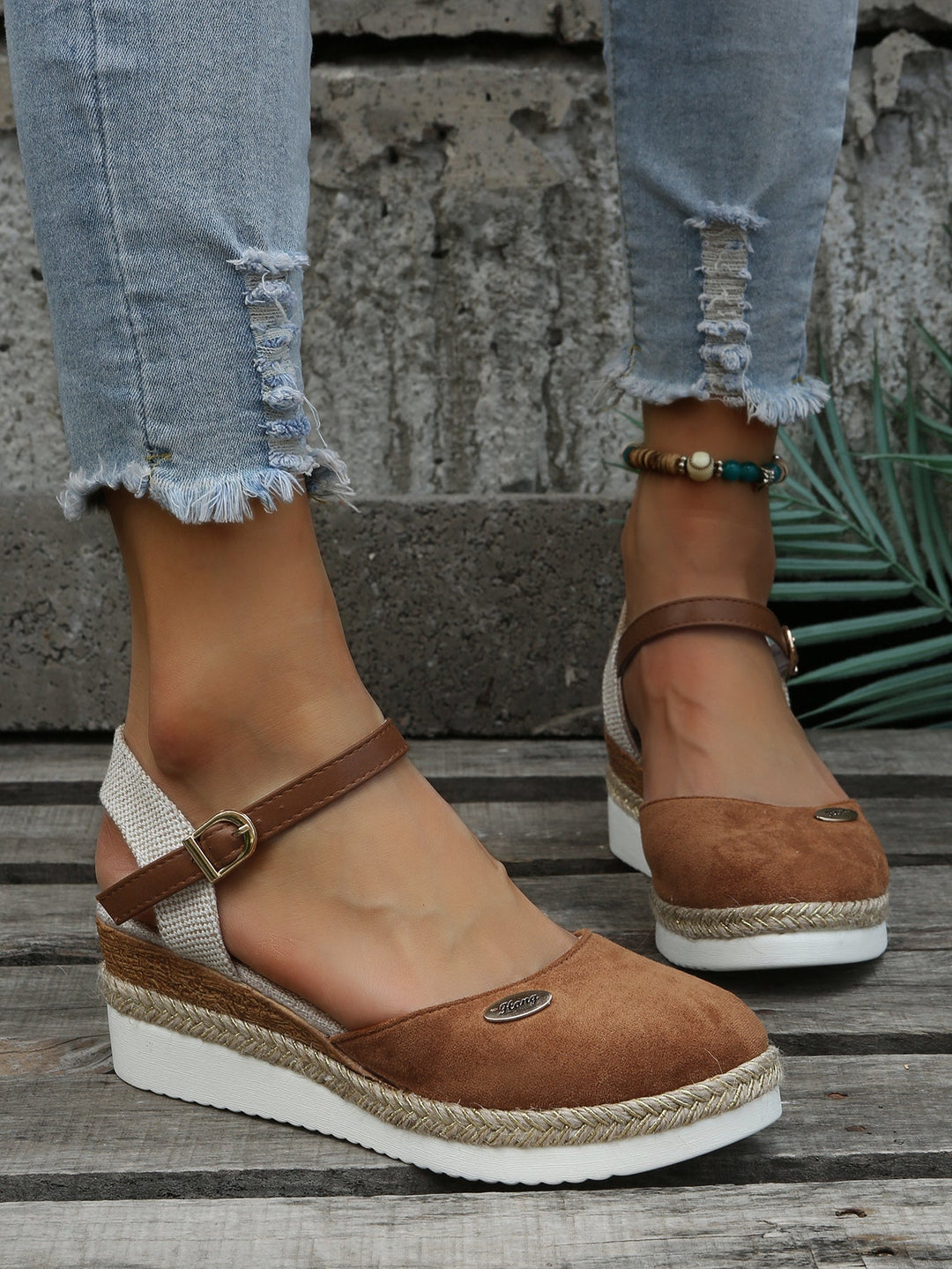 Leather Espadrille Wedge Sandals Summer Platform Shoes
