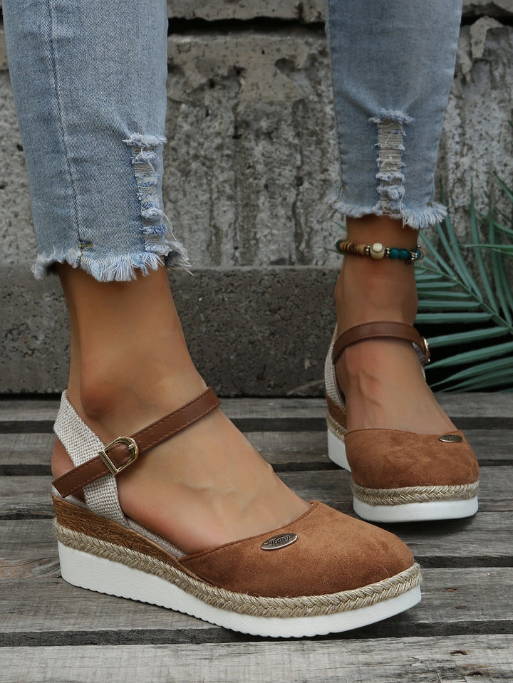 Leather Espadrille Wedge Sandals Summer Platform Shoes
