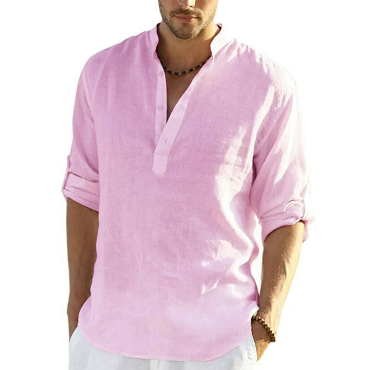 Relaxed Linen Shirt for Men | Long Roll-Up Sleeves