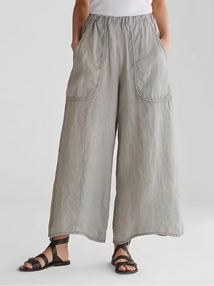 Women's Wide Leg Linen Trousers Summer Fashion Breathable Casual Pants
