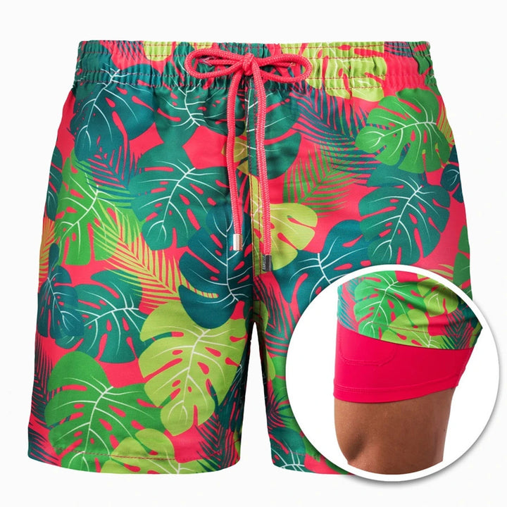 Swim Shorts for Men Quick Dry Double Layer Summer Beach Trunks