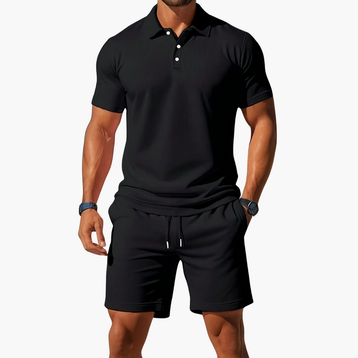 Men's Premium Knit Polo and Shorts Two Piece Set