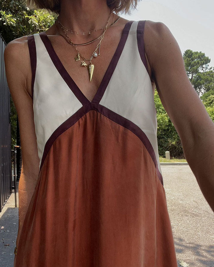 Women's Summer Cotton V-Neck Midi Dress