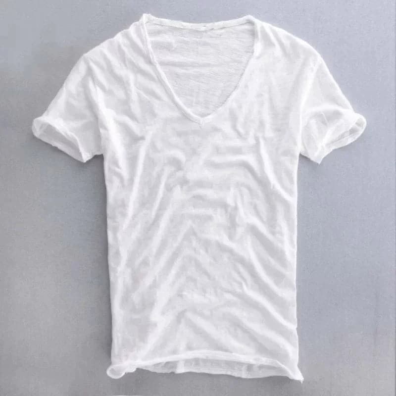 Men's V-Neck Cotton T-Shirt Lightweight Breathable Summer Tee