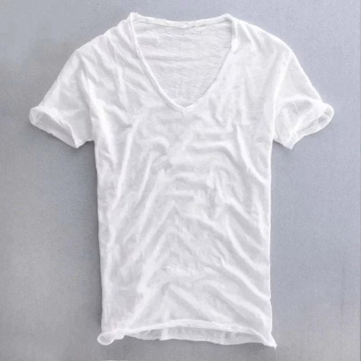 Men's V-Neck Cotton T-Shirt Lightweight Breathable Summer Tee