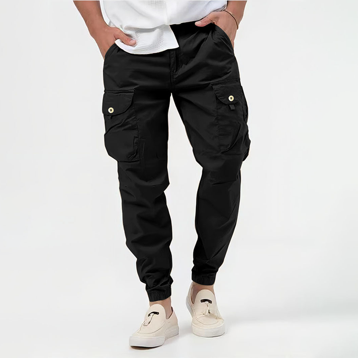 Men’s Fleece Cargo Joggers Slim Fit Tapered Cuffed Trousers