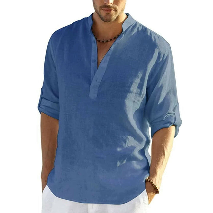 Relaxed Linen Shirt for Men | Long Roll-Up Sleeves