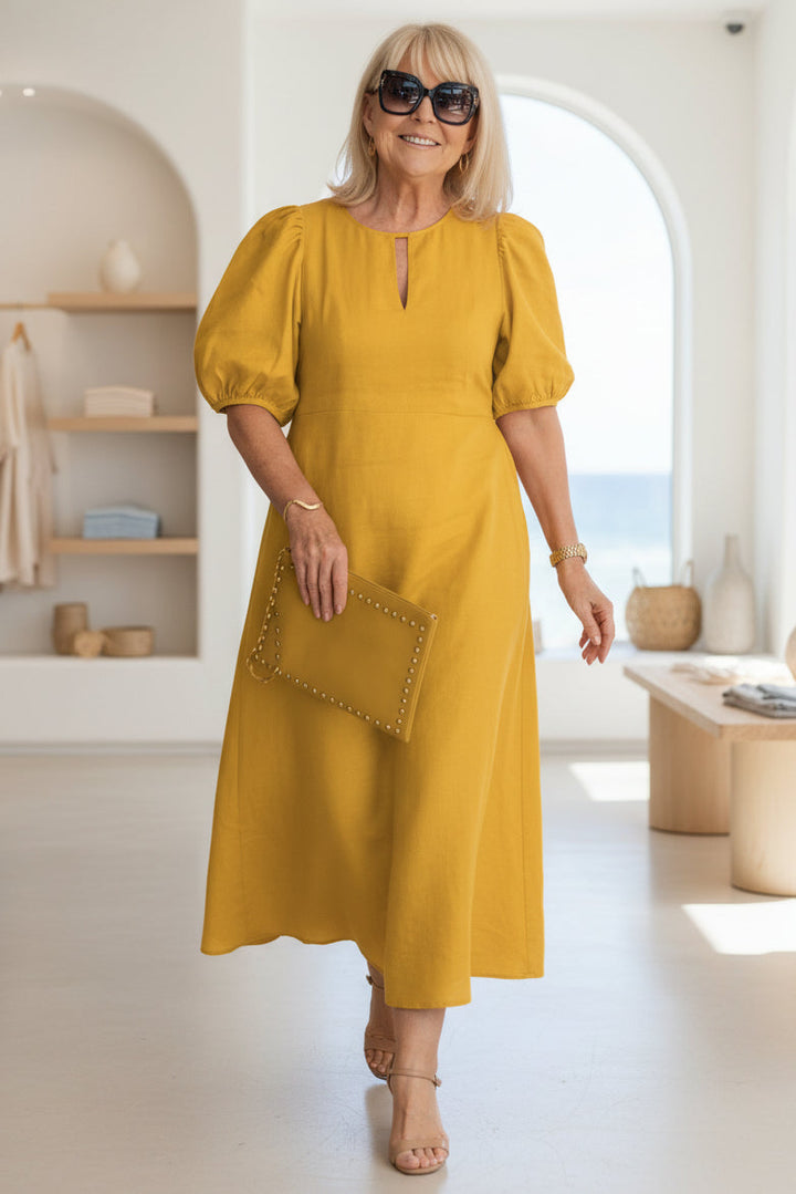 Cotton Midi Dress Women's Summer Tummy Coverage Dress