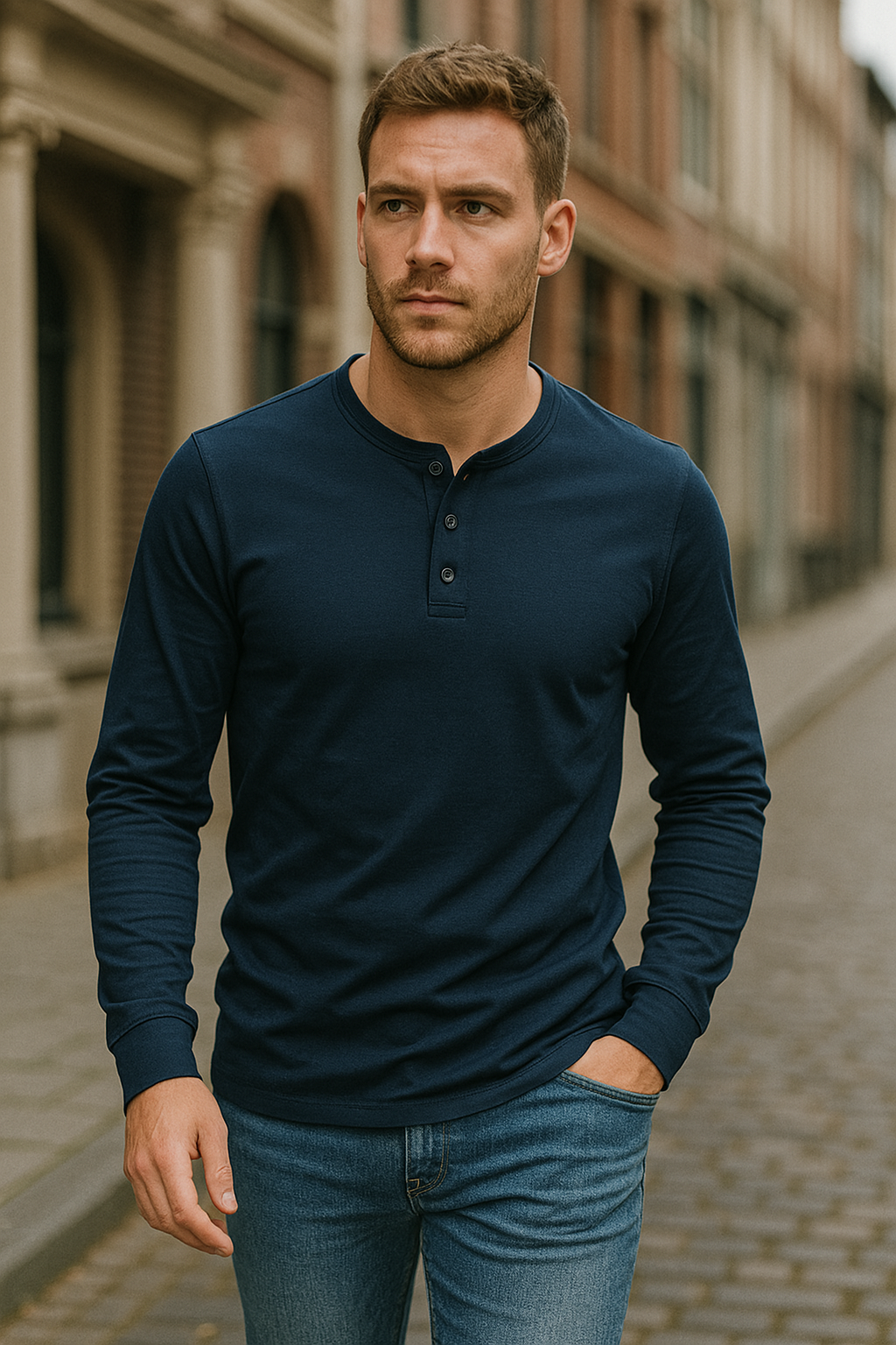 Men's Lightweight Henley Long Sleeve Shirt for Summer