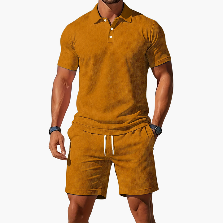 Men's Premium Knit Polo and Shorts Two Piece Set