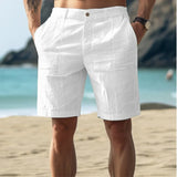 Men's Linen Summer Shorts Casual Lightweight Beachwear