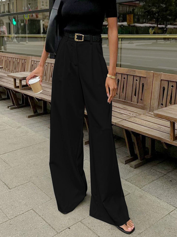 Wide Leg Trousers Women's High Waisted Breathable Summer Blend Tailored Pants