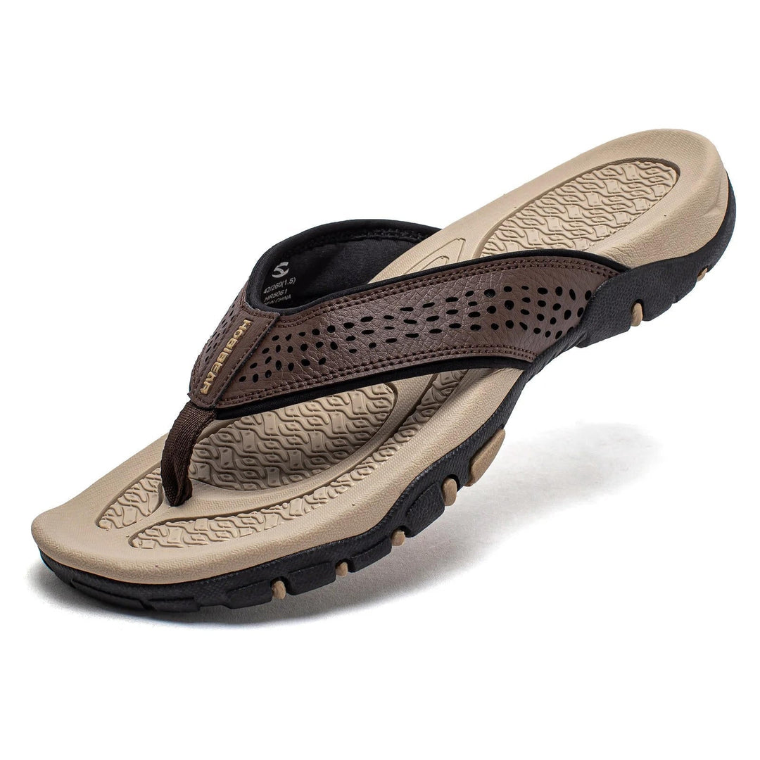 Flip Flops Men's Leather Arch Support Comfort Cushioned Summer Beach Thongs