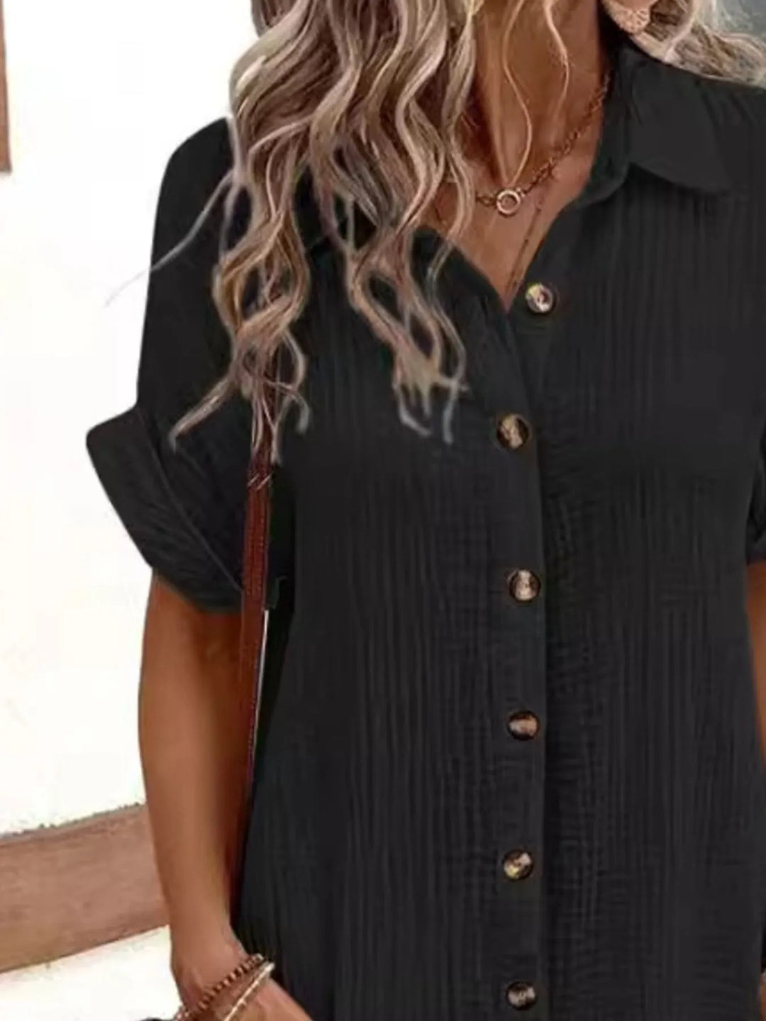 Cotton Shirt Mini Dress with Pockets for Women Summer