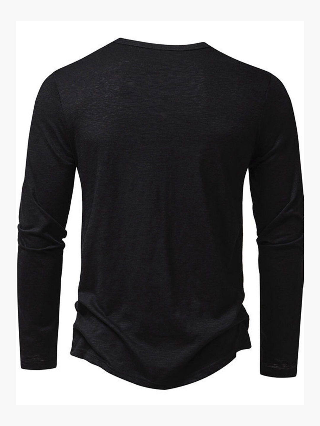Summer Cotton Men's Long Sleeve Henley T-Shirt