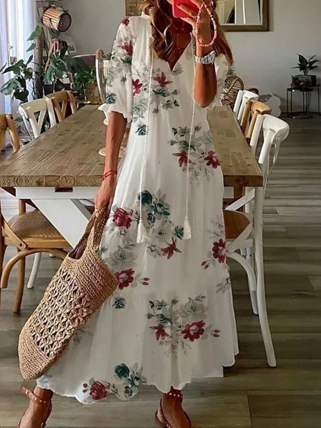 Bohemian-Inspired Maxi Dress | Flowy Fit | White