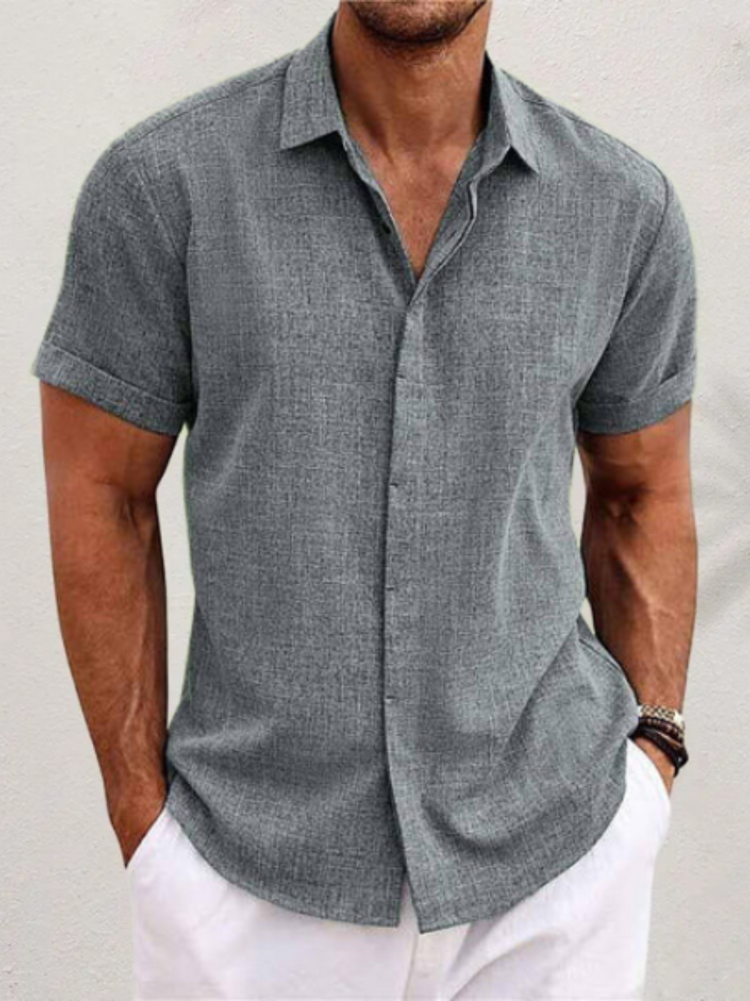Button-Up Shirt for Men | Classic Fit | Gray
