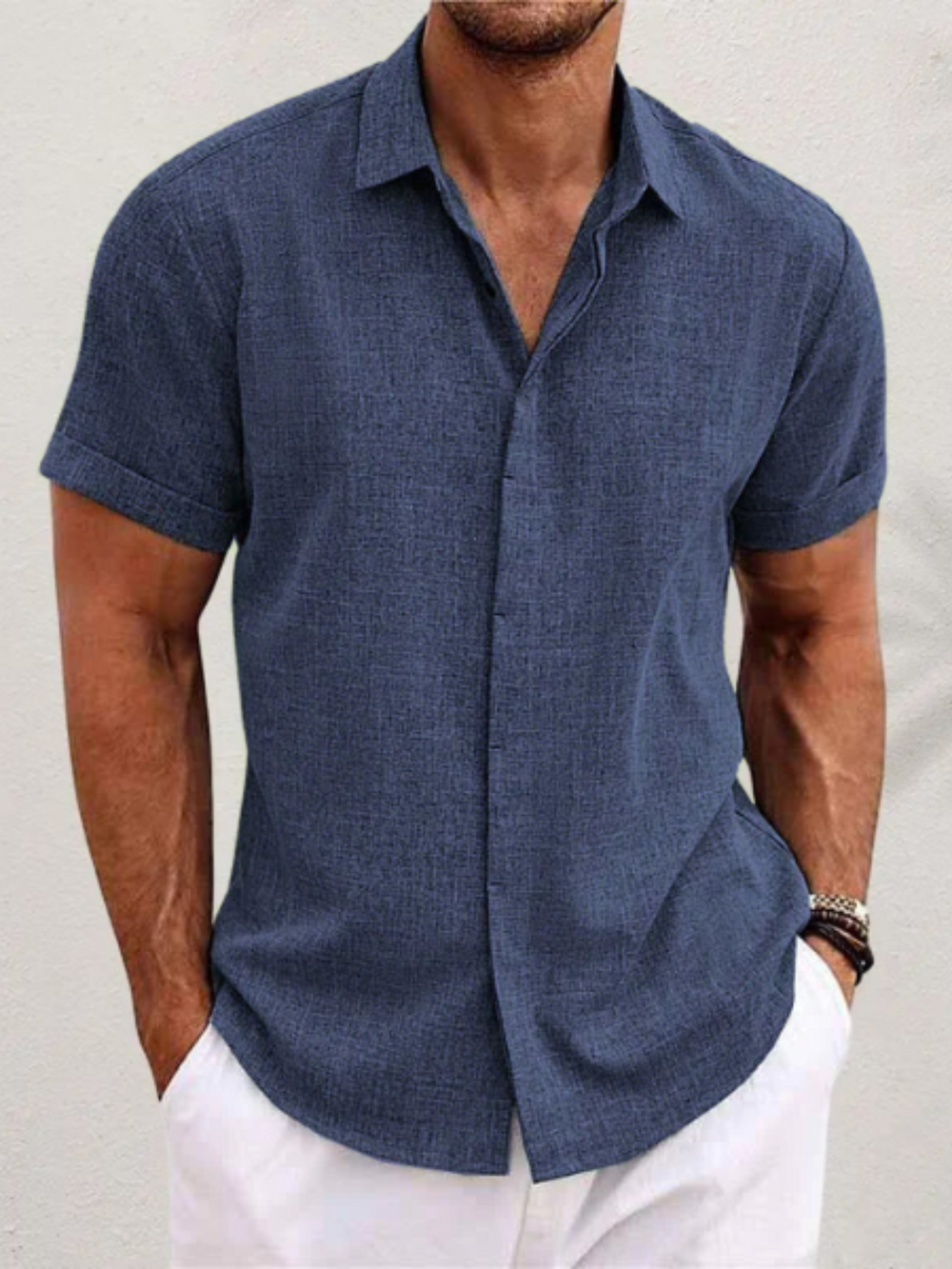 Button-Up Shirt for Men | Classic Fit | Navy Blue