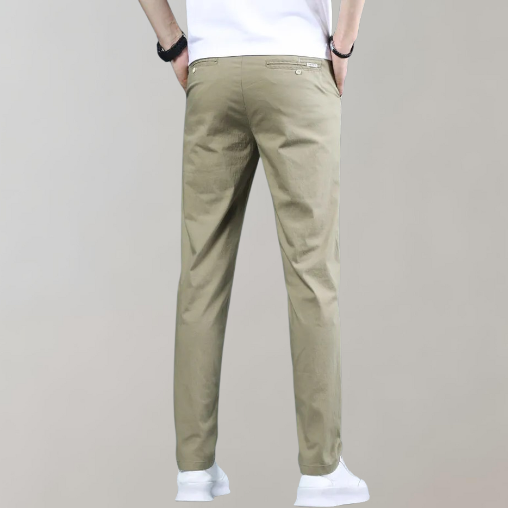 Men's Straight Leg Chino Trousers Lightweight Quick Dry Golf Pants