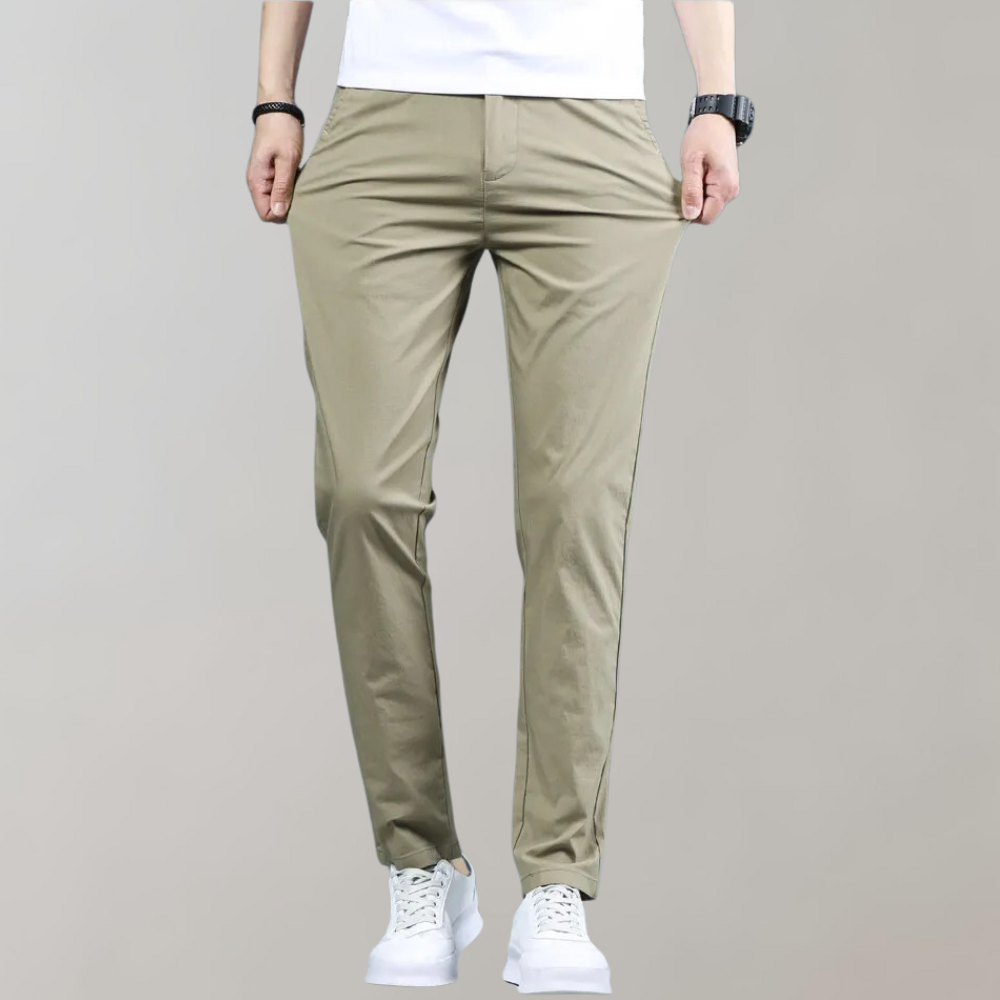 Men's Straight Leg Chino Trousers Lightweight Quick Dry Golf Pants