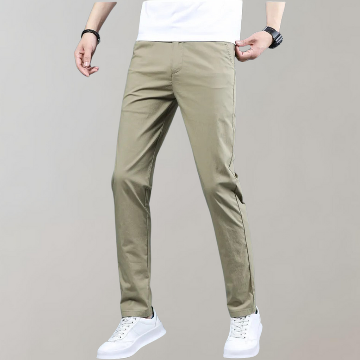 Men's Straight Leg Chino Trousers Lightweight Quick Dry Golf Pants