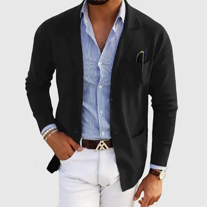 Men’s Slim Fit Merino Wool Blend Knit Blazer Cardigan