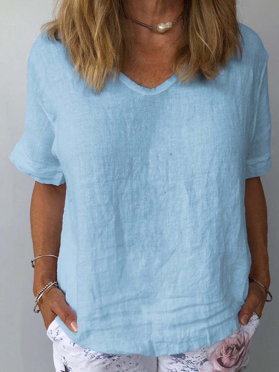 Casual Blouse For Women | Short Sleeve | Light Blue