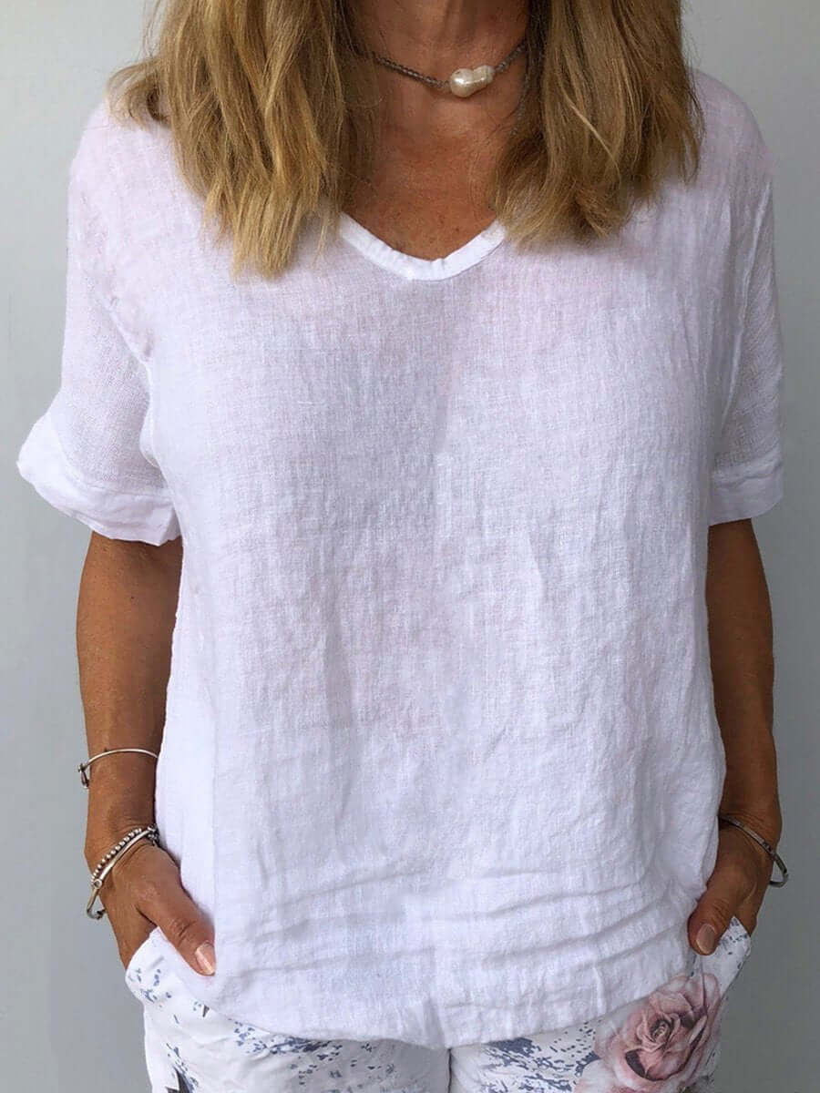 Casual Blouse For Women | Short Sleeve | White