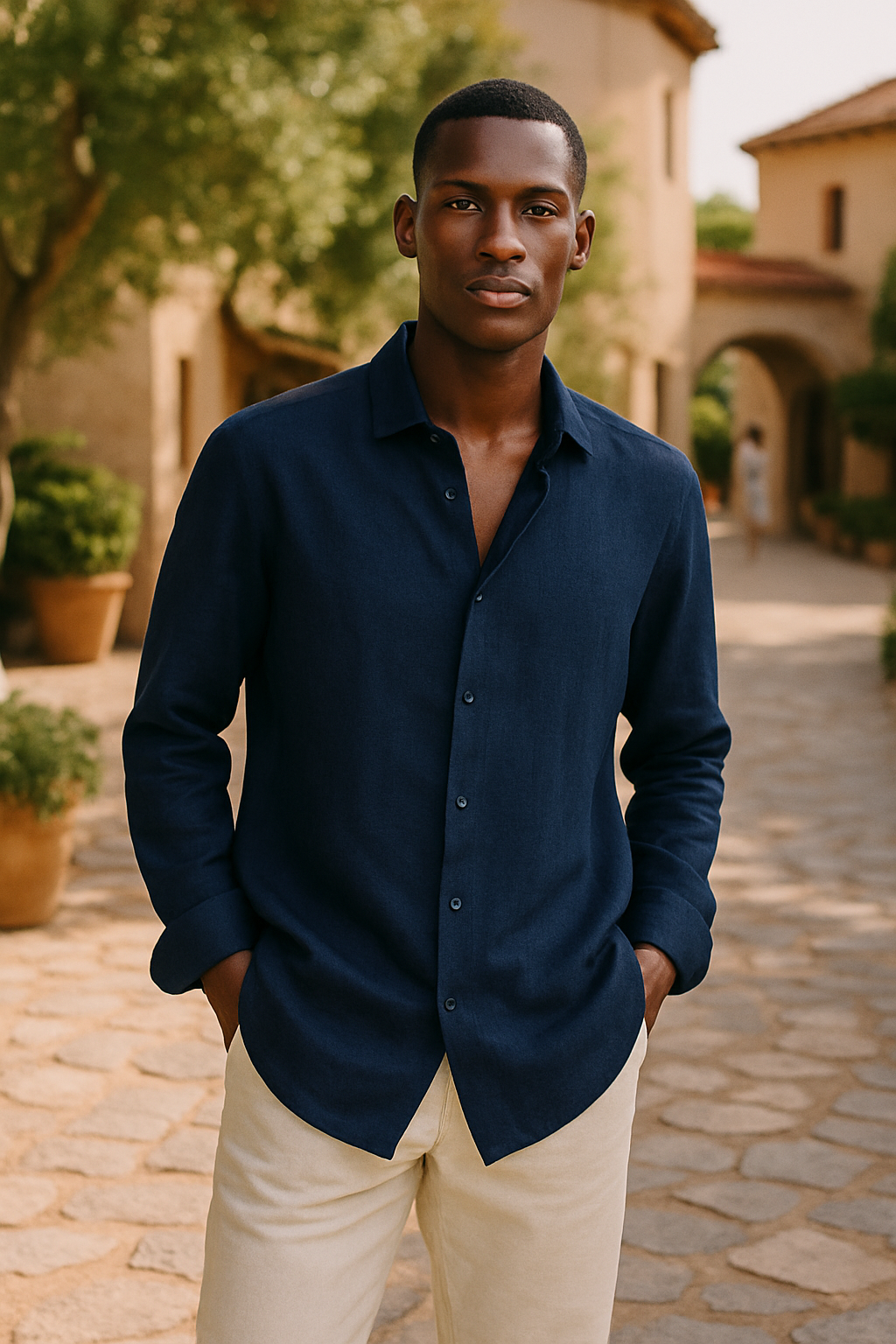 Men's Cotton Long Sleeve Shirt Summer Casual Breathable Top