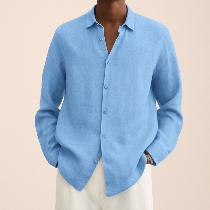 Men's Cotton Long Sleeve Shirt Summer Casual Breathable Top