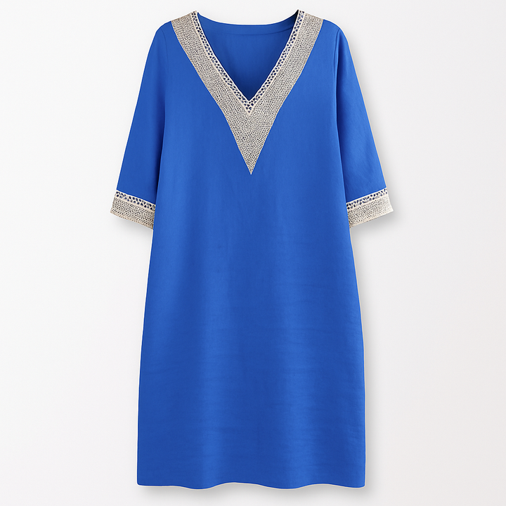 Tunic Dress Women Summer Cotton V-Neck Shift Dress