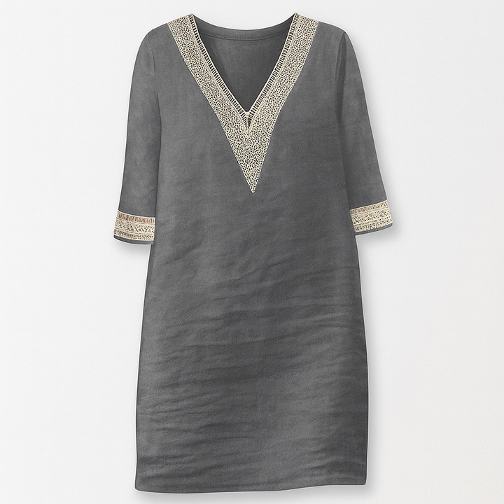 Tunic Dress Women Summer Cotton V-Neck Shift Dress