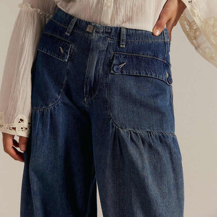 Wide Leg Jeans Women's Denim Bohemian Chic Trousers