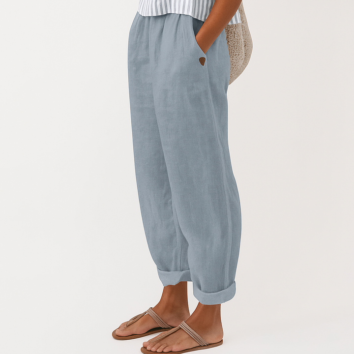Cotton Linen Trousers for Women Relaxed Fit Summer Casual Pants