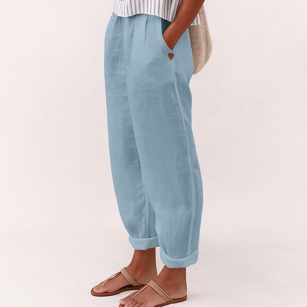 Cotton Linen Trousers for Women Relaxed Fit Summer Casual Pants