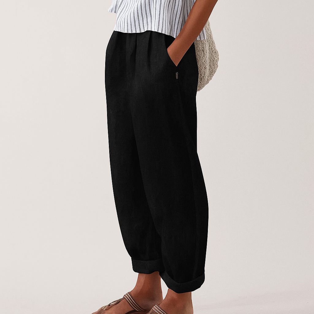 Cotton Linen Trousers for Women Relaxed Fit Summer Casual Pants