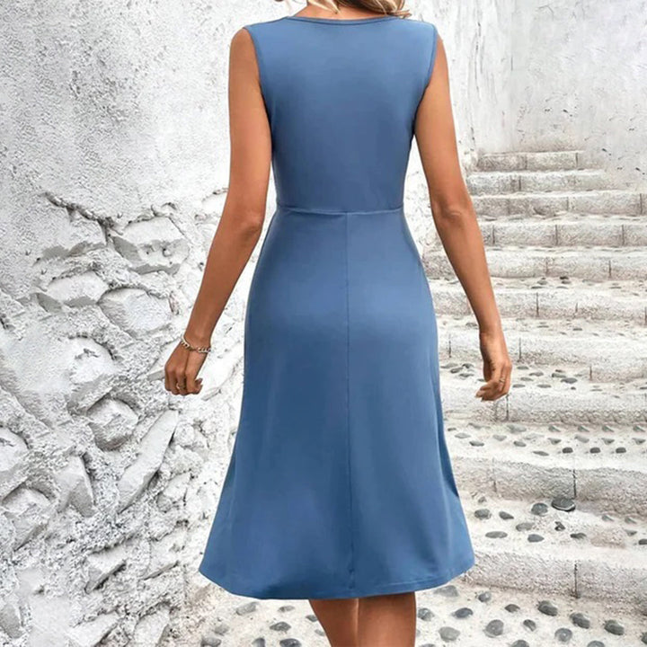 Women's Sleeveless V-Neck Wrap Knit Dress