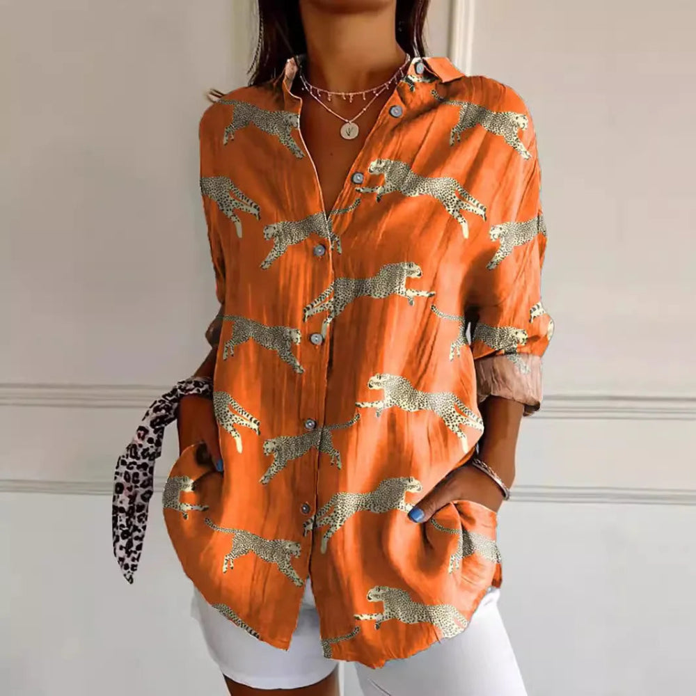 Elegant Blouse For Women | Relaxed Fit | Orange 