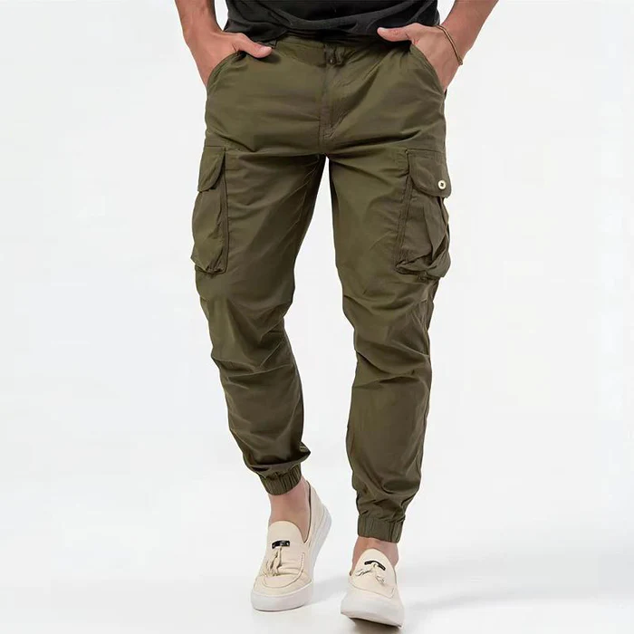 Men’s Fleece Cargo Joggers Slim Fit Tapered Cuffed Trousers