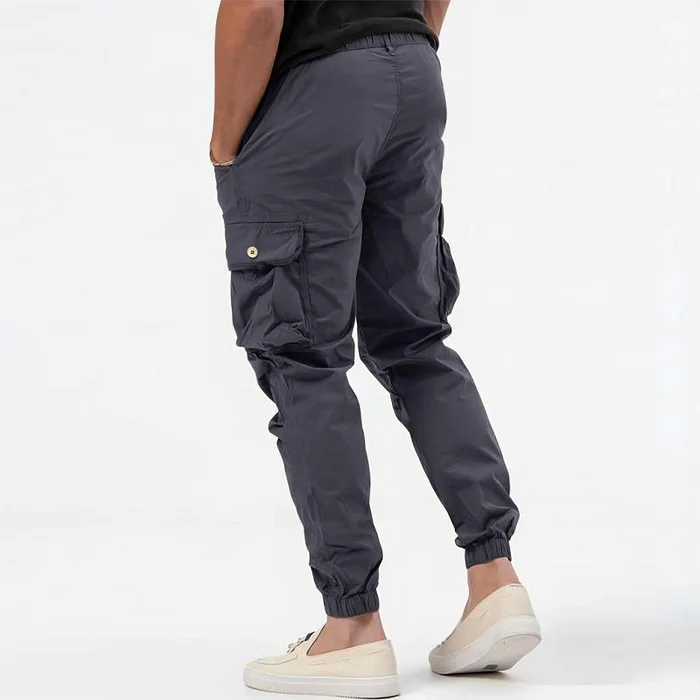 Men’s Fleece Cargo Joggers Slim Fit Tapered Cuffed Trousers