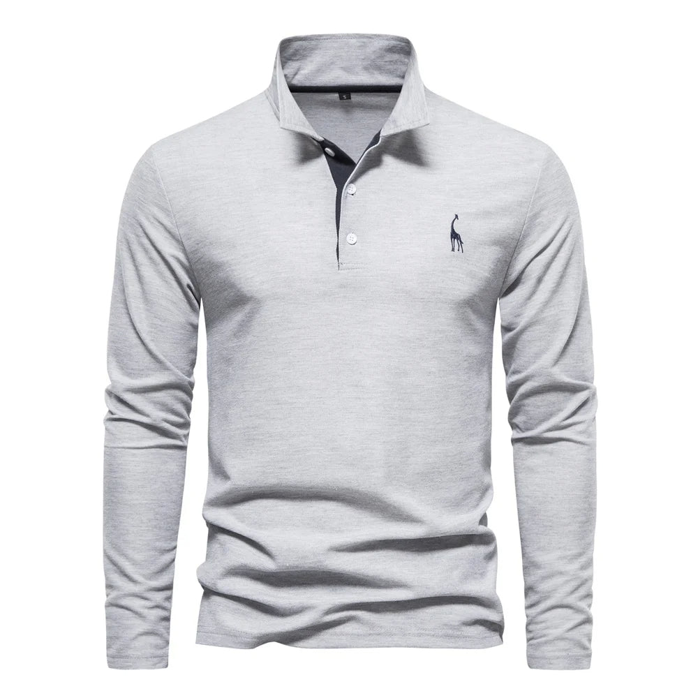 Men's Long Sleeve Polo Shirt Lightweight Breathable Casual Top