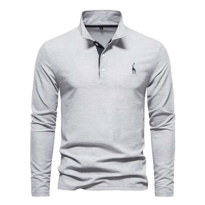 Men's Long Sleeve Polo Shirt Lightweight Breathable Casual Top