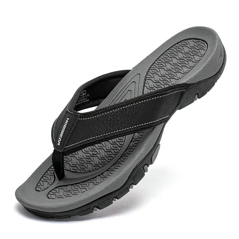 Flip Flops Men's Leather Arch Support Comfort Cushioned Summer Beach Thongs