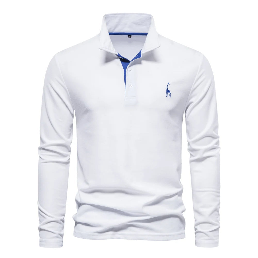Men's Long Sleeve Polo Shirt Lightweight Breathable Casual Top