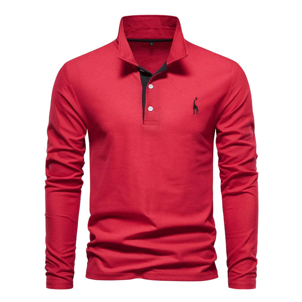 Men's Long Sleeve Polo Shirt Lightweight Breathable Casual Top