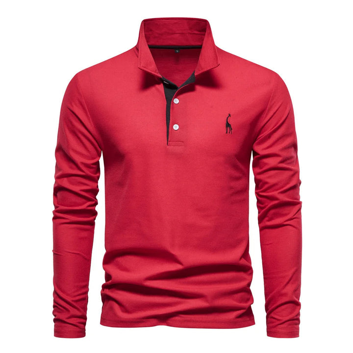 Men's Long Sleeve Polo Shirt Lightweight Breathable Casual Top