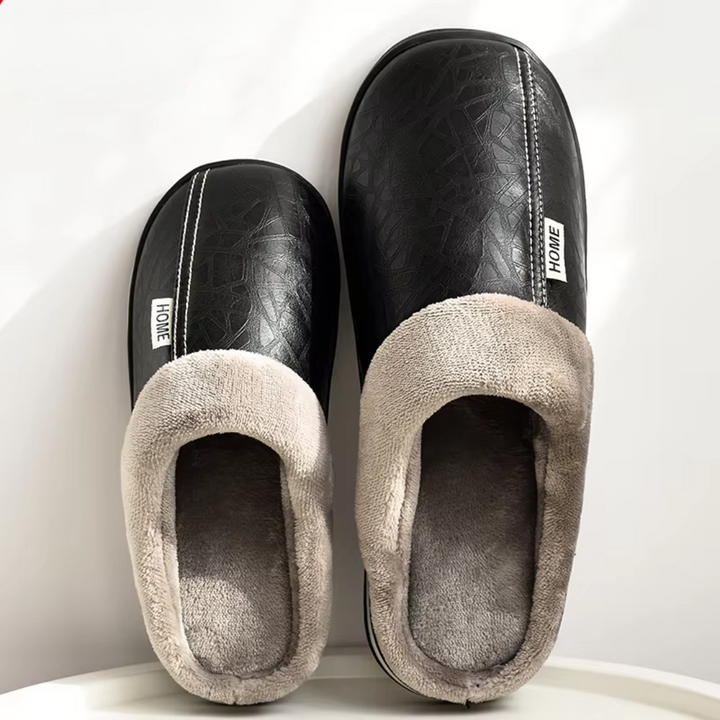 Men's Leather Fleece Summer Slip on Slides